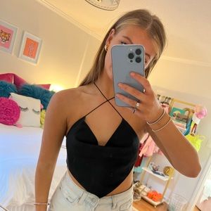 Princess Polly Black Criss-Cross Top